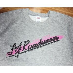 Vintage 80s Jerzees Russell Sweatshirt F&J Road Runners Large Auto Pink Gray